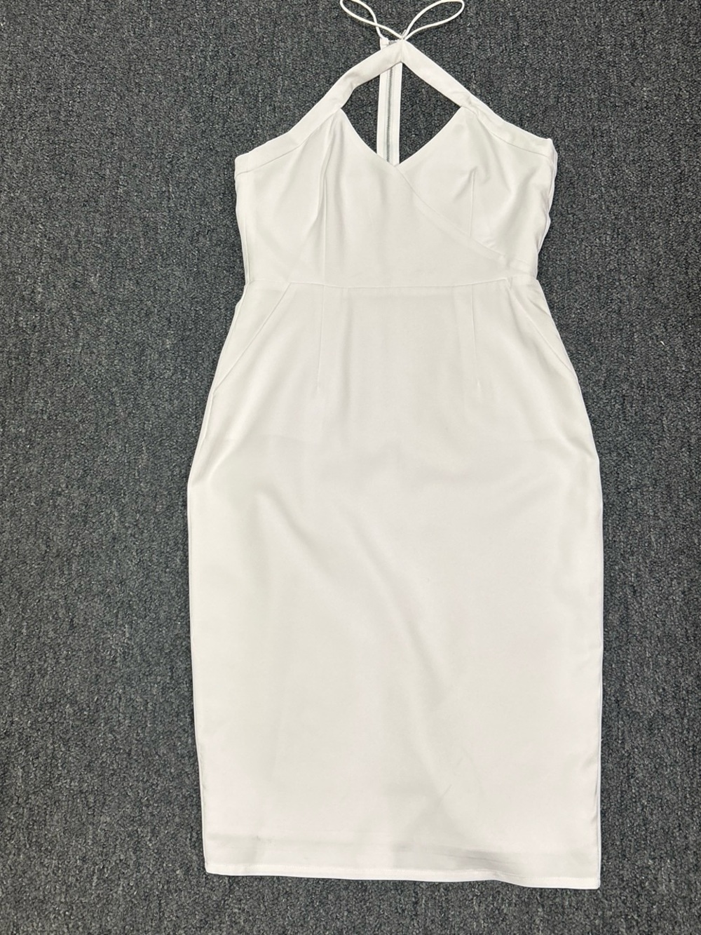 White Halter Midi Dress with Front Cutout